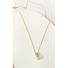 Ασημένιο κολιέ - επίχρυσο με ζιργκόν και μαργαριτάρι (SN202)